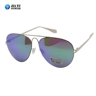 Hot Sale Fashion Special Double Bridge Mirrored Lenses Metal Sunglasses